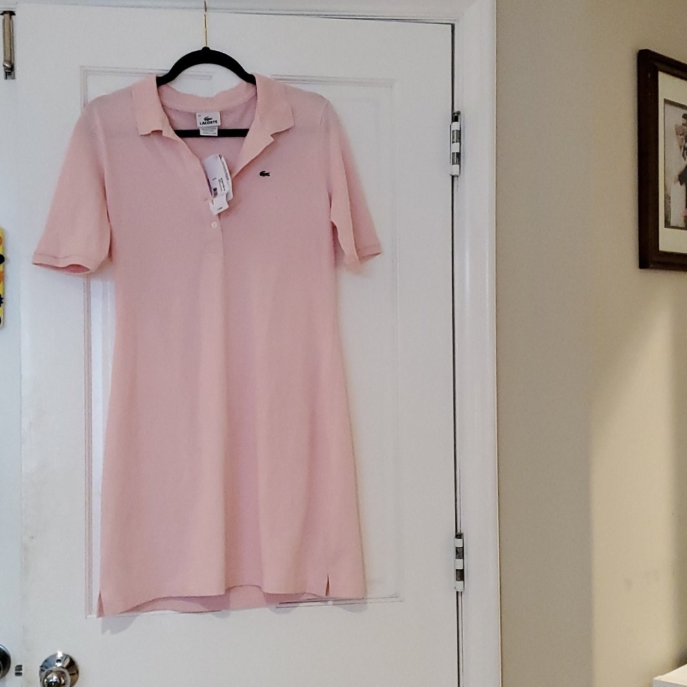 Pink Lacoste polo shirt dress knee length